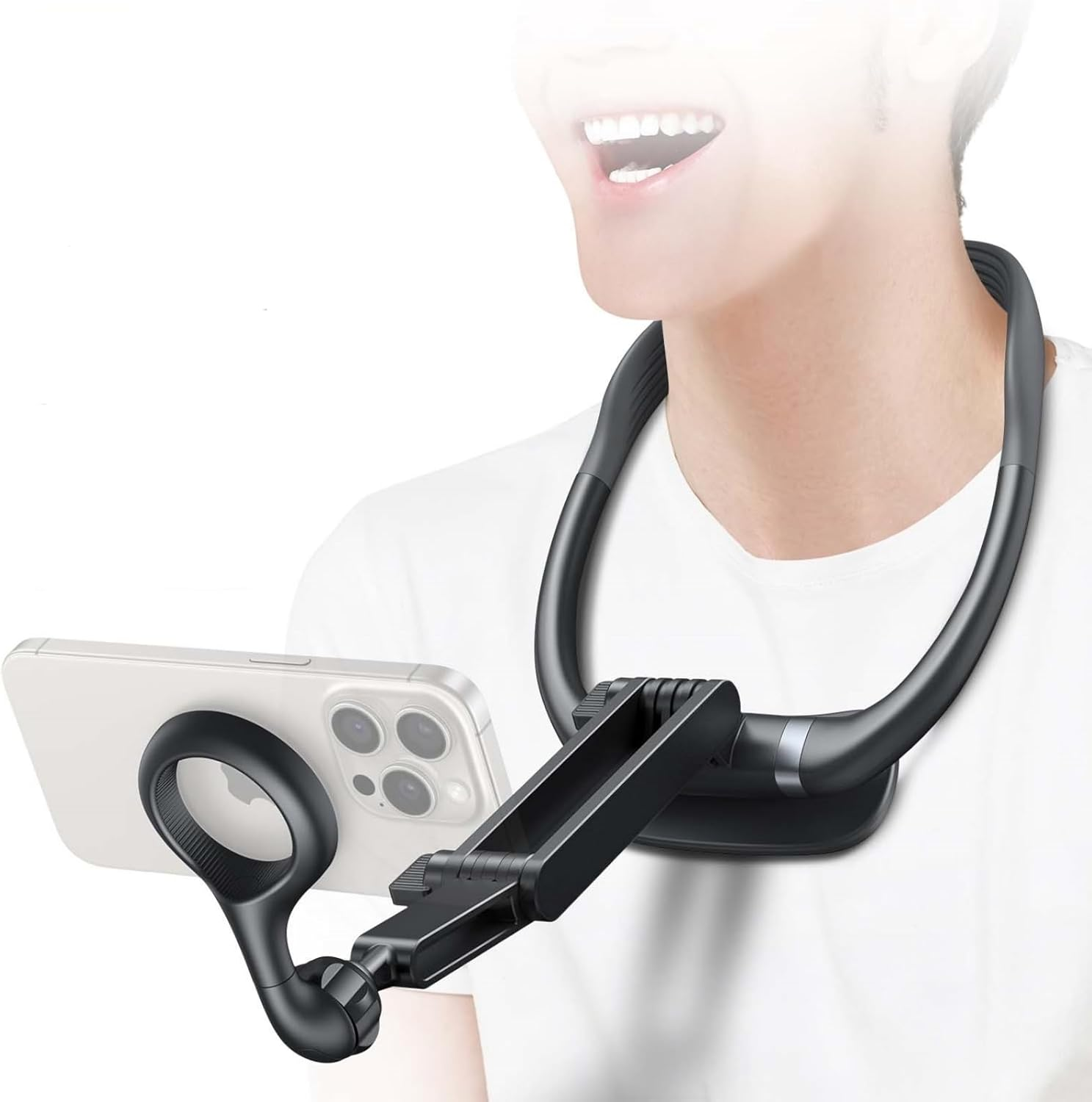 Magnetic Neck Cell Phone Holder, Hands Free Phone Stands Mount for Neck, Neck Holder Chest Stand Pov/Vlog Video Recording & Filming, Neck Tripod for Iphone 16 15 14 13 12 Seires image number 3