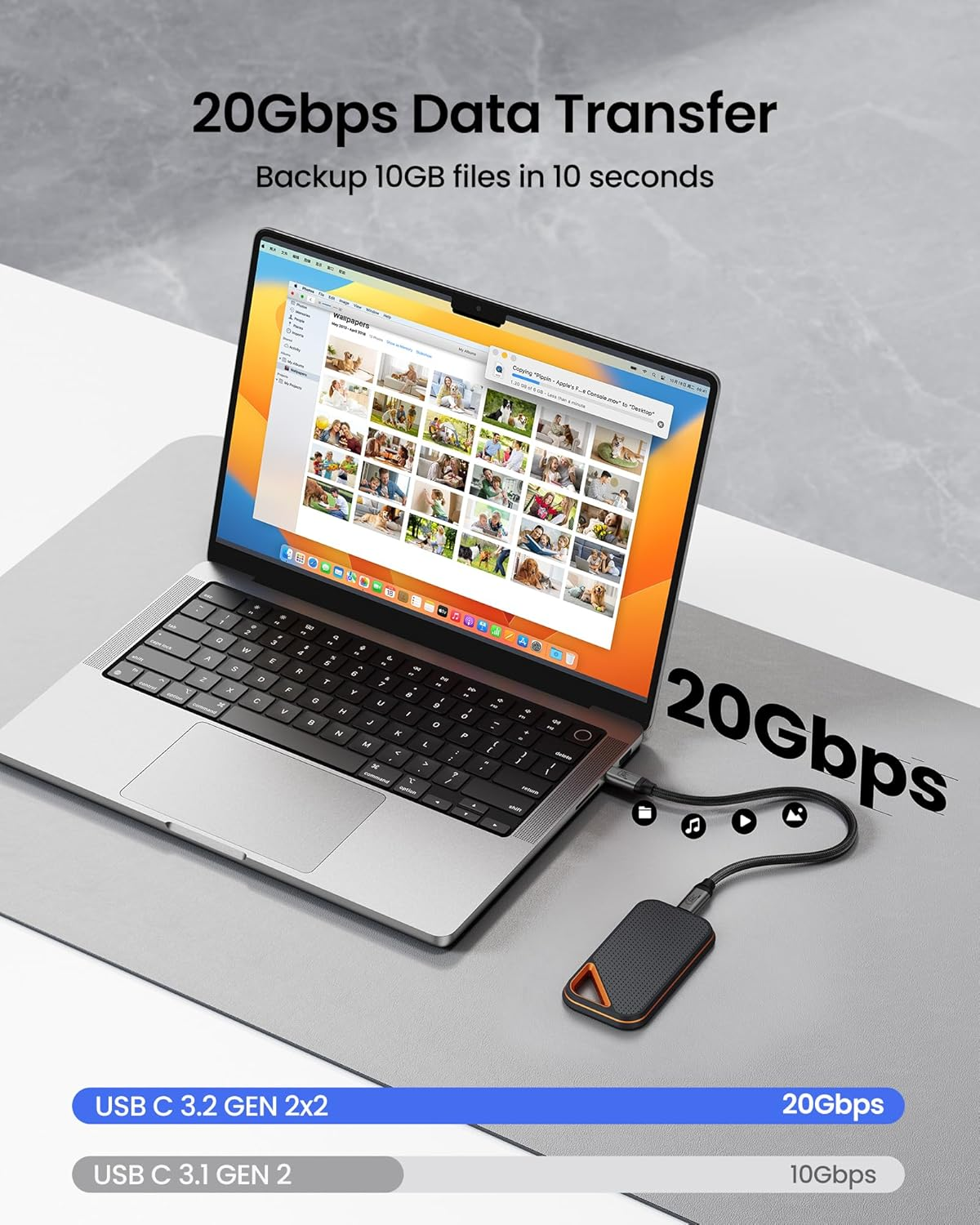 Silkland USB C Monitor Display Cable [4K@144Hz/60Hz 8K@30Hz], USB C 3.2 Gen 2X2 Video Cable, 20Gbps Data Transfer, 240W PD Fast Charge, Type C Cable Compatible with Macbook Pro, Tablet, Mac Studio 1M image number 4