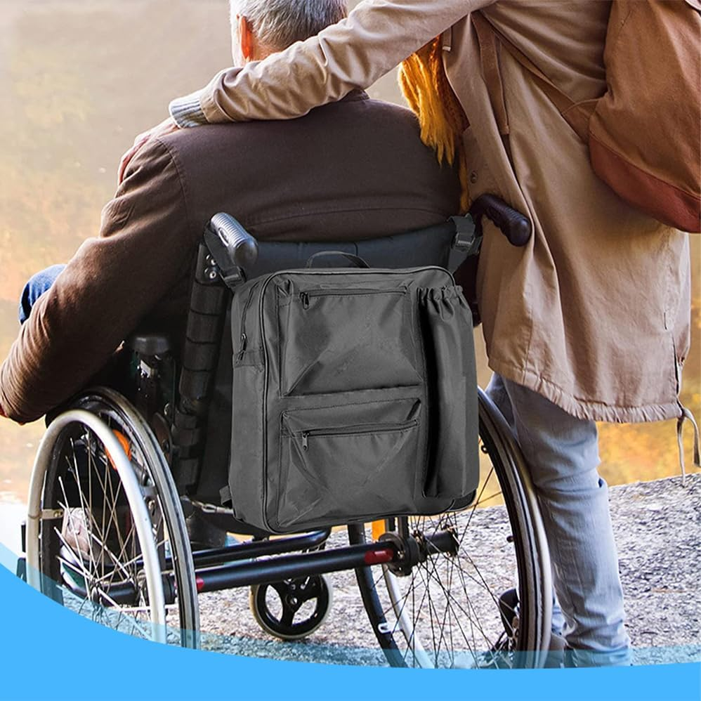 600D Oxford Cloth Tear-Resistant Oxford Wheelchair Bag to Hang on Back, Wheelchair Backpack, Water Resistant Portable Large Storage Wheelchair Bag Convenient Durable Wheelchair Accessories Bag image number 6