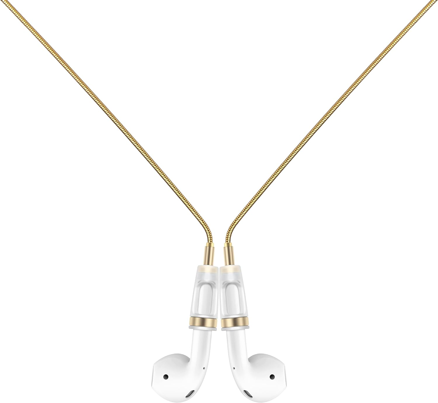 Anti-Lost Neck Strap for Airpods, Strong Magnetic Necklace Holder String, Sports Lanyard for Headphone Compatible with Airpods 1&2 /3Rd /Pro/Pro 2 S Gold