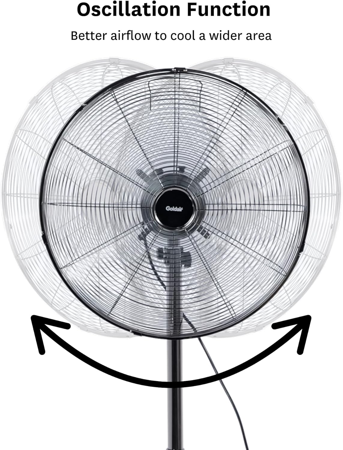 Goldair 45Cm Pedestal Fan with 3 Speed Settings, Black Chrome image number 1