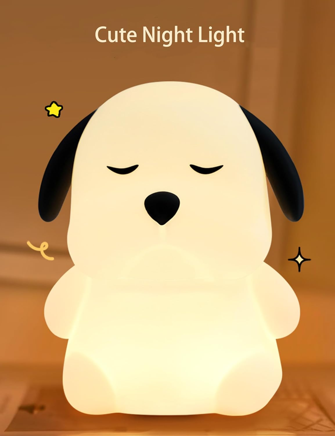 Dog Night Light, Cute Animal Soft Silicone LED Touch Lamp with Dimmable and Timer, Portable Rechargeable Nursery Toddler Feeding Room Bedside Decor Best Birthday Gifts for Baby Girls Boys Women