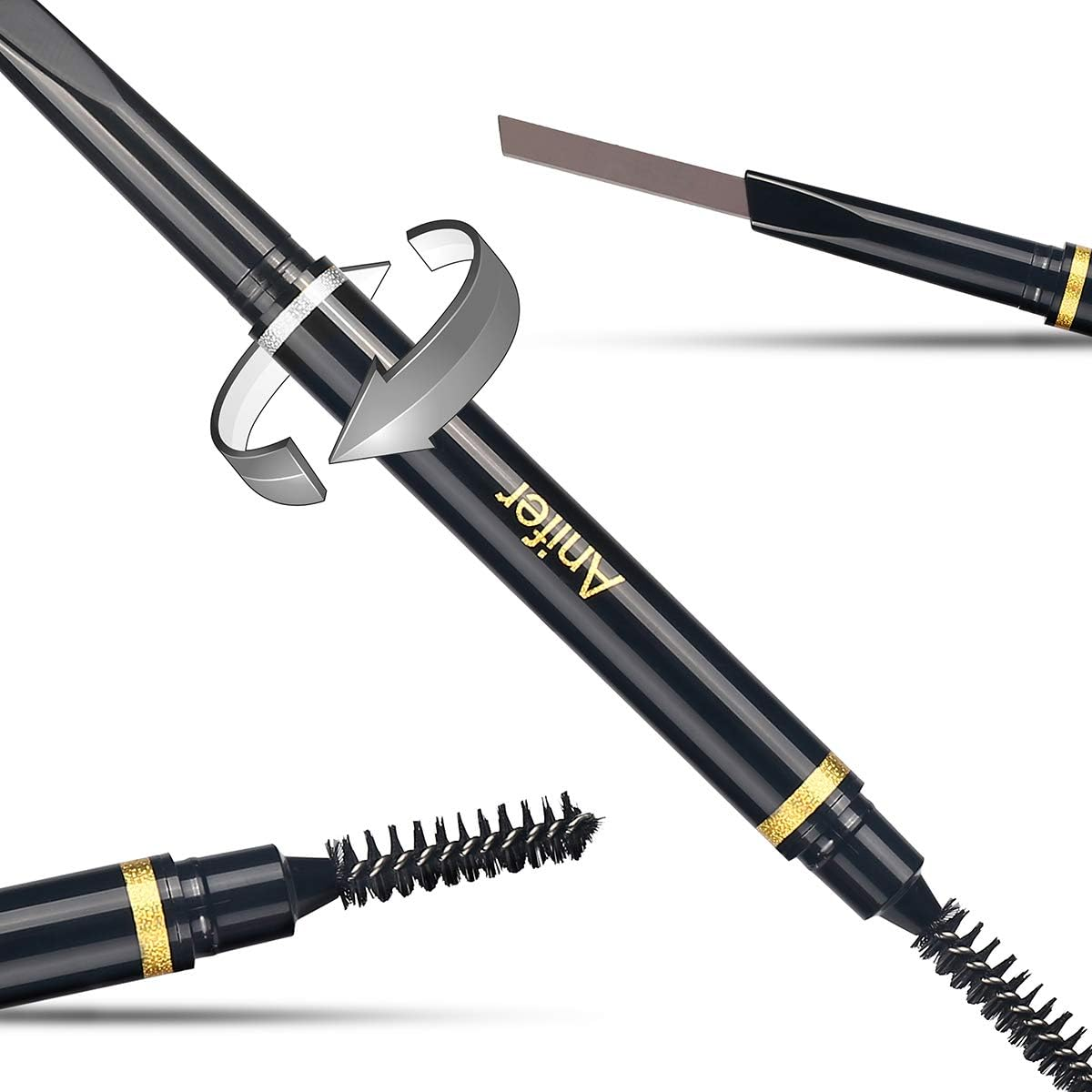 Eyebrow Pencil Black Waterproof Smooth Natural Cruelty Free (Black #1)