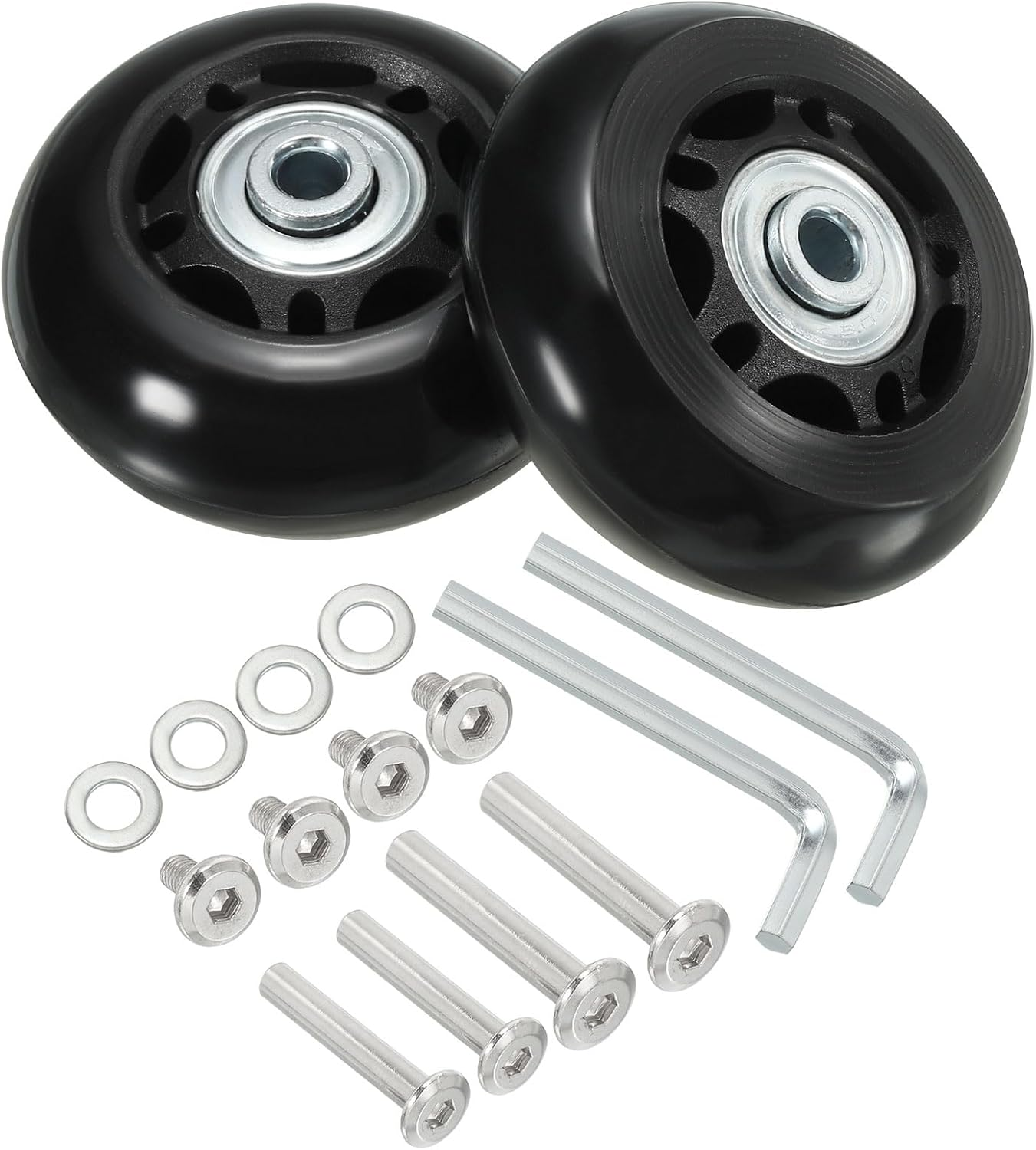 Uxcell Replacement Luggage Suitcase Wheels Repair Kit, 60Mmx24Mm Wear-Resistant & Mute Swivel Caster Wheels image number 2