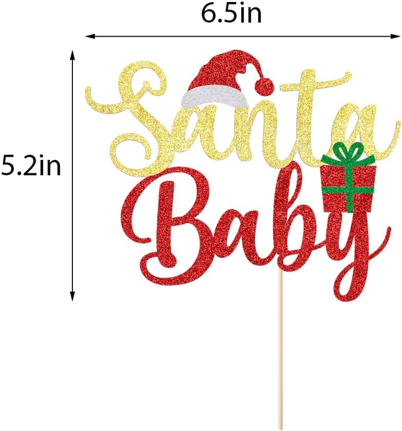 Merry Christmas Cake Topper, Happy New Year Party Cake Decorations, Children'S Christmas Theme Party Cake Decorations Supplies (BABY) - Christmas Tree-Red Green image number 7