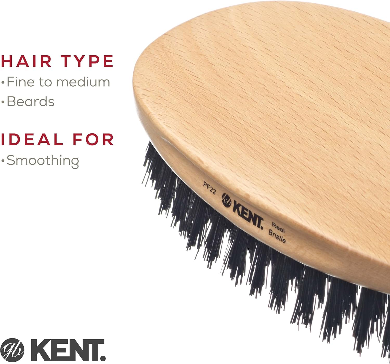 Kent Military Oval Beech and Bristle Hairbrush image number 1
