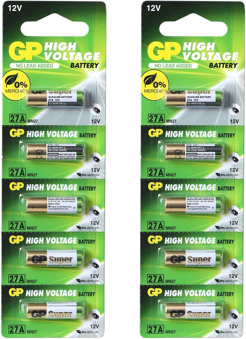 GP 10 X 12V 27A Alkaline Batteries