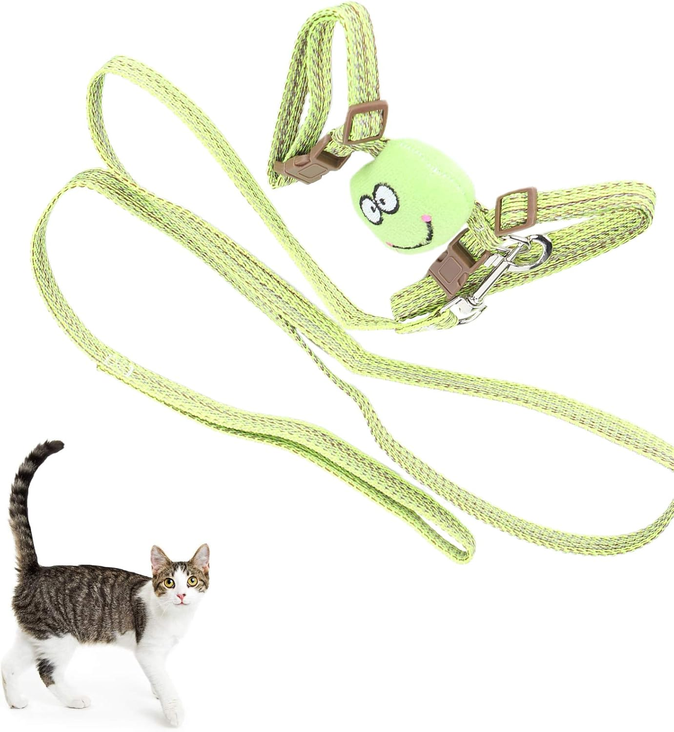 Cat Harness with Leash - Cloth I Shaped Chest Harness - Adjustable Escapeproof Kitten Harness, Lightweight Soft for Large Small Cats Walking Travel Outdoor (Green) image number 1