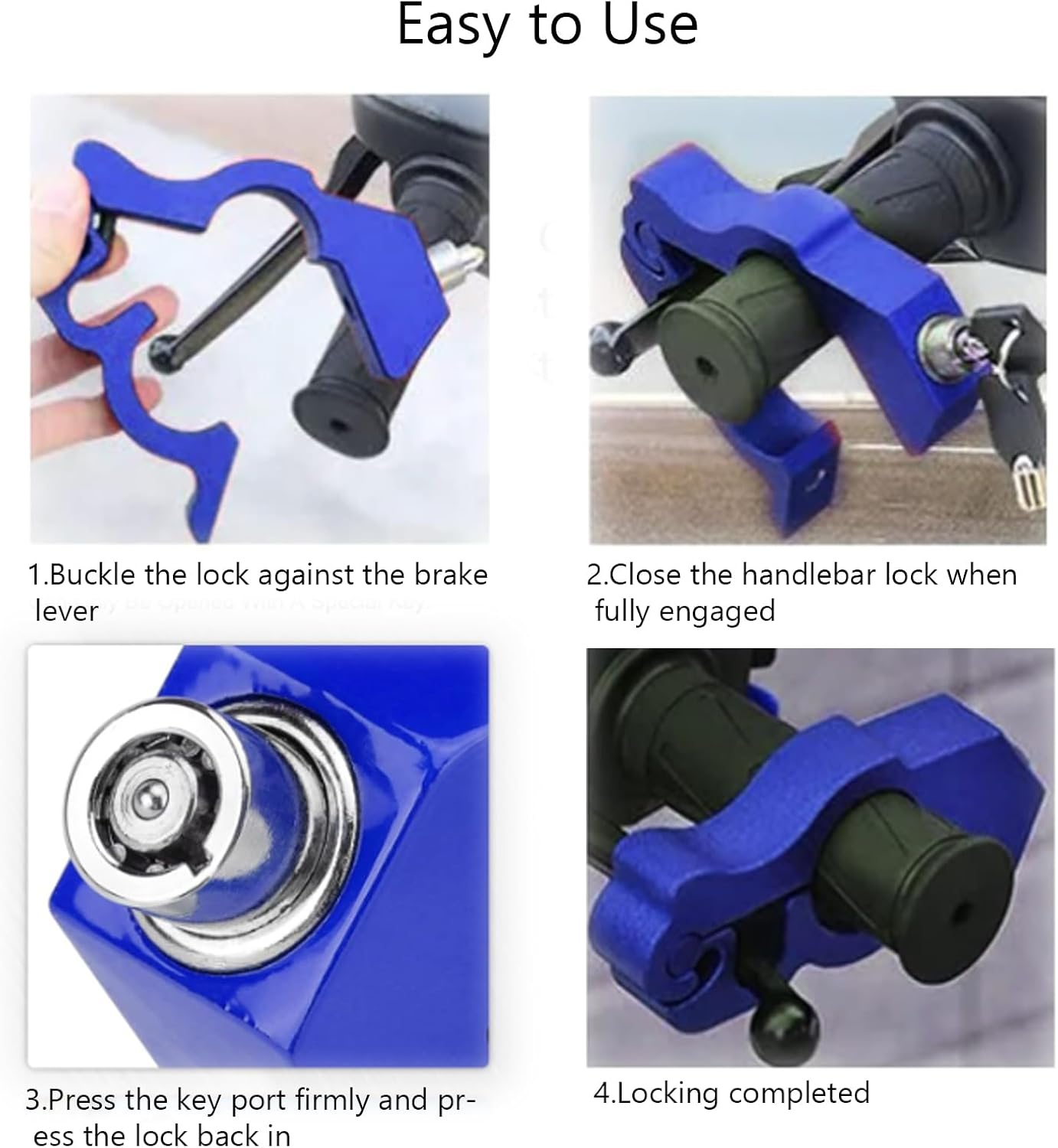 Motorcycle Locks anti Theft - Motorcycle Lock Heavy Duty for Grip Lock Brake,Portable Motorcycle Throttle Lock for Motorcycle Moped Motorbike Scooters ATV Dirt Bike,Blue image number 1