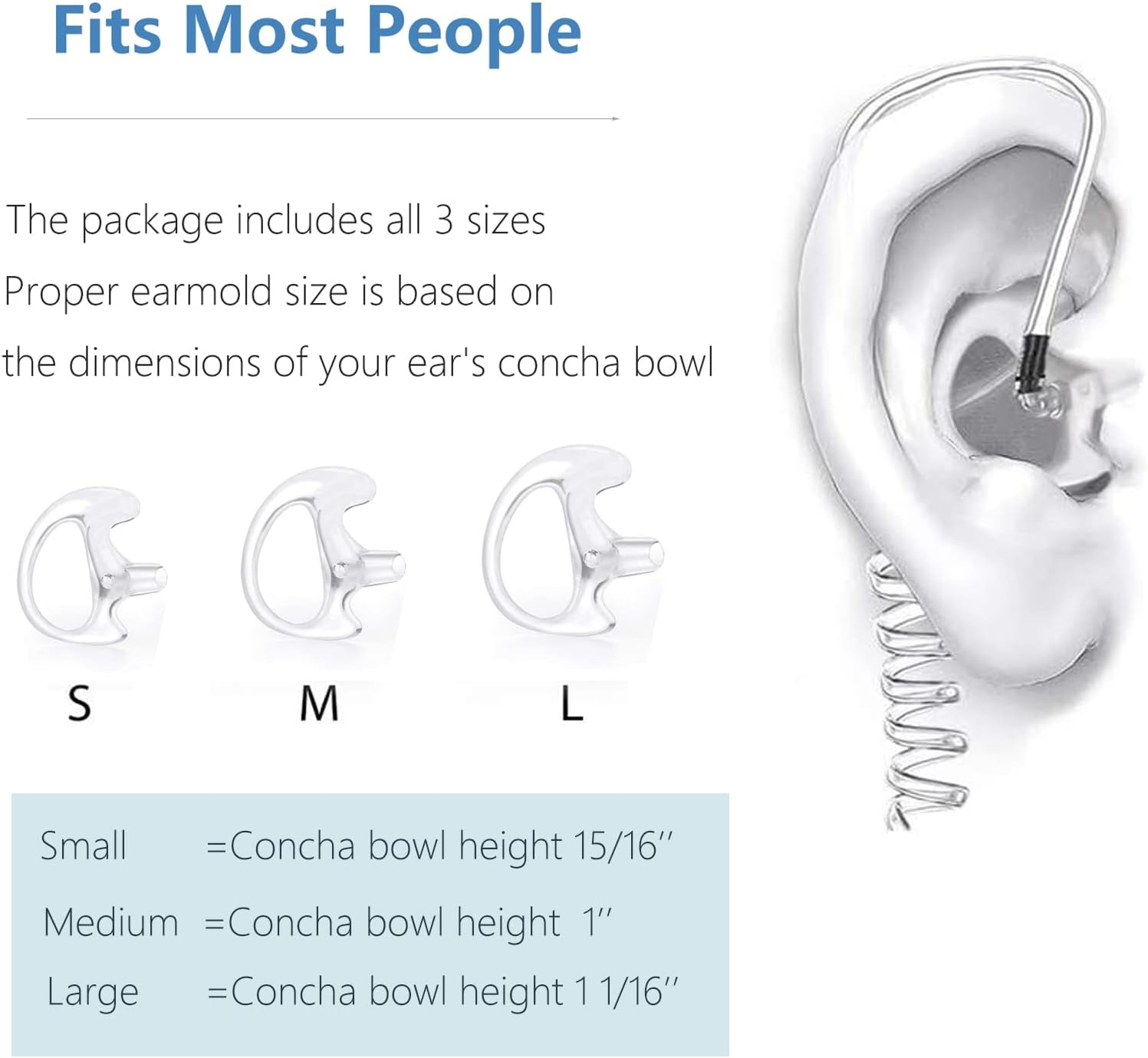 Replacement Earmold Earpiece Earbud Earplug Ear Mold for Walkie Talkie Acoustic Tube Earpiece,Soft Silicone Earmould Replacement Earpiece Insert for Two Way Radio Air Acoustic Headset (Pair of 12) - 5 Pair Medium image number 3
