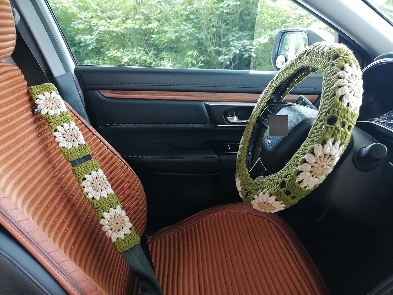 Handmade Crochet Sunflower Crochet Steering Wheel Cover for Women Girl