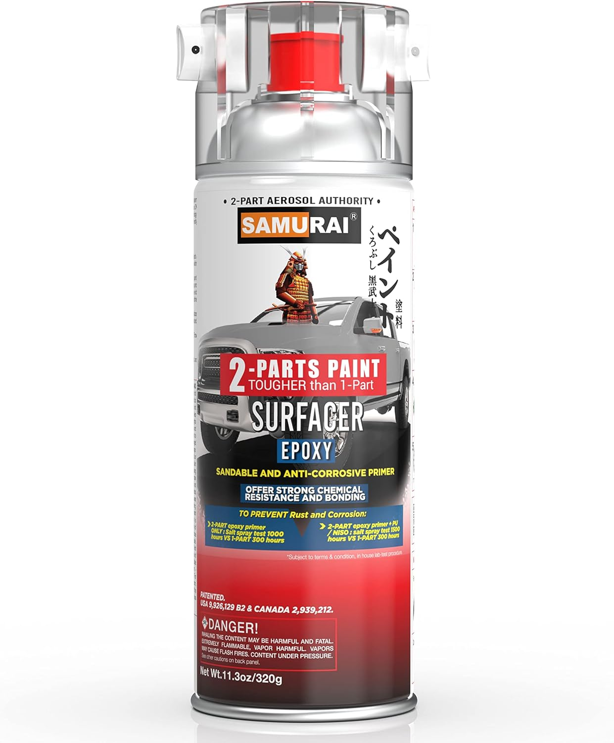 Samurai 2-Part Epoxy Primer for Car Surfacer Spray Paint (PRIMER WHITE, Pack of 1 Can) image number 2