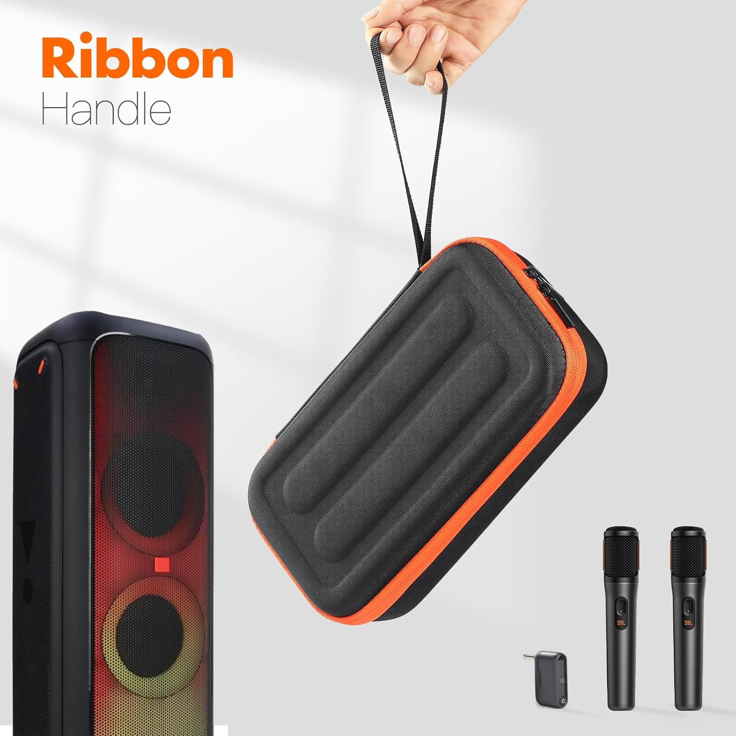 Mic Case, Partybox Encore Wireless Microphone Case for JBL Partybox Encore Handheld Dual Mic Travel Storage Bag (For Charging Style) image number 3