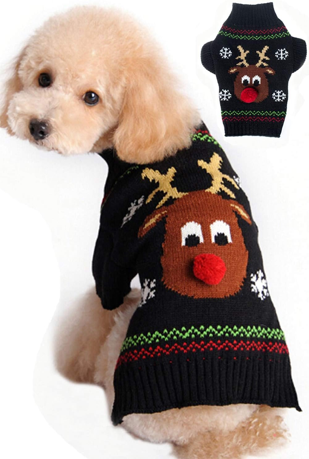 BOBIBI Dog Sweater for Christmas Pet Cat Winter Knitwear Warm Clothes