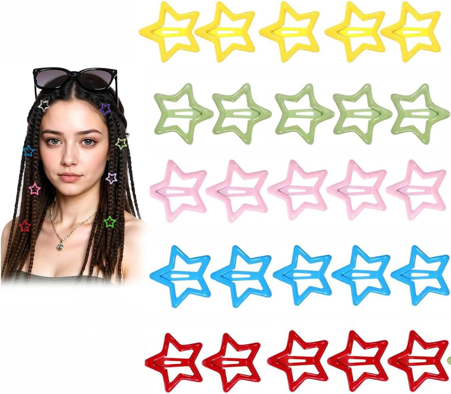 25 Pcs Metal Star Snap Hair Clips Red Cute Small Barrettes Non-Slip Hollow Hairpin Lovely Headpieces Barrettes Hair Accessories for Women Girls image number 2