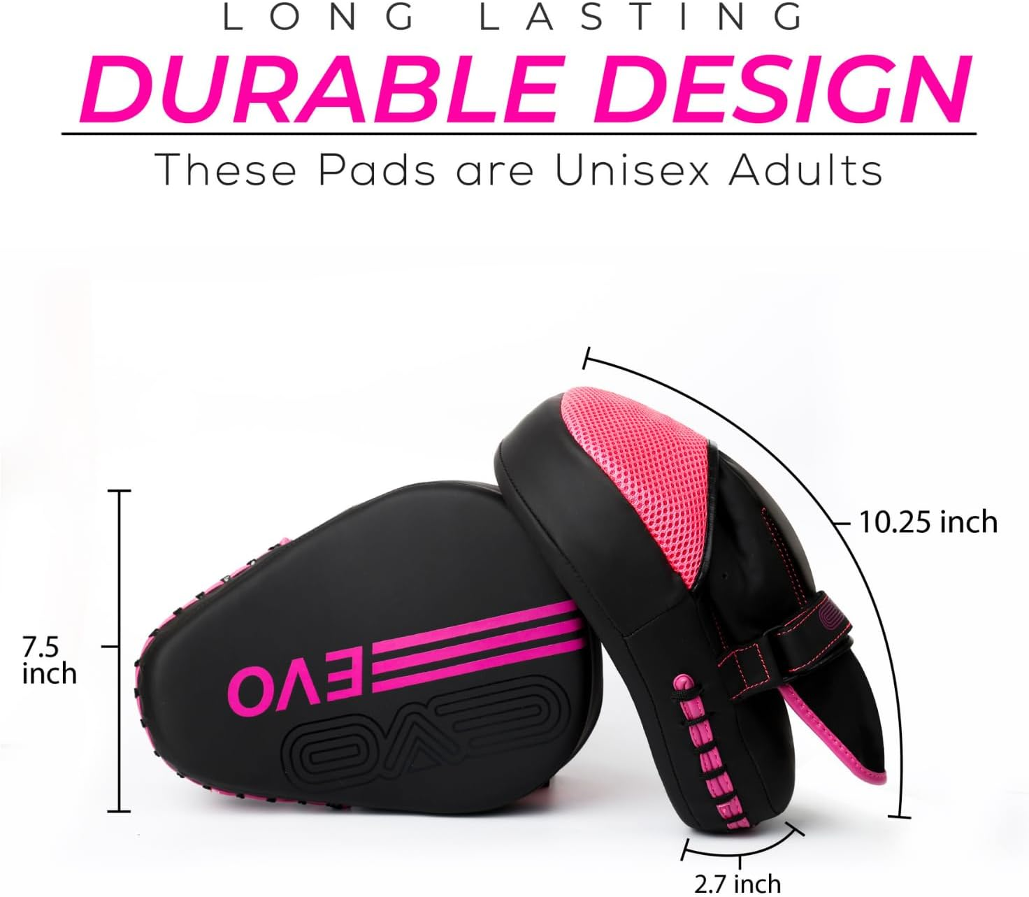 EVO Fitness Curved Matte Black Boxing Pads Men Focus Mitts Punching Women MMA Muay Thai Martial Arts Kickboxing Hook and Jab Hand Target Strike Shield Training Pads image number 3