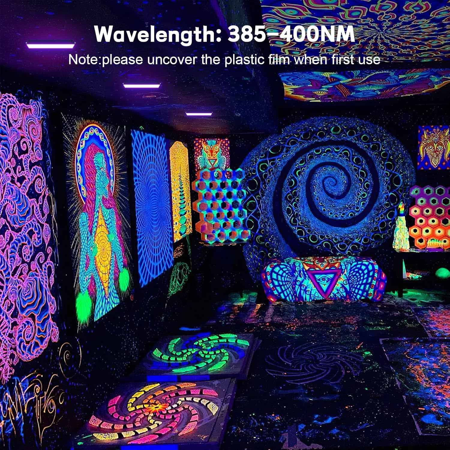 50W LED Black Light 2 Pack, Ultra Bright Blacklight Flood Light for Glow Party, Halloween, Body Paint & UV Decor - Glow in the Dark Effects, Slim Design with On/Off Switch image number 2