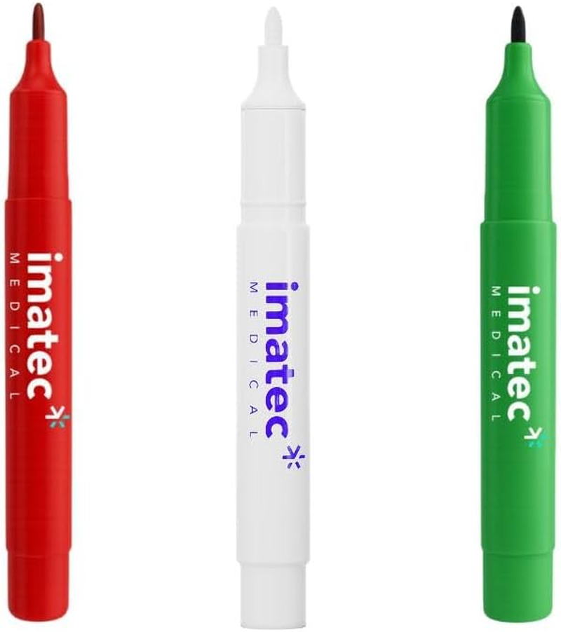 Skin Markers &ndash; Box of 10 Mini Marker Pens for Dermal Filler, Tox & Aesthetic Marking &ndash; Easily Removed with Alcohol or Soap &ndash; Precise, Visible Skin Mapping (WHITE) &ndash; Imatec (White, White)