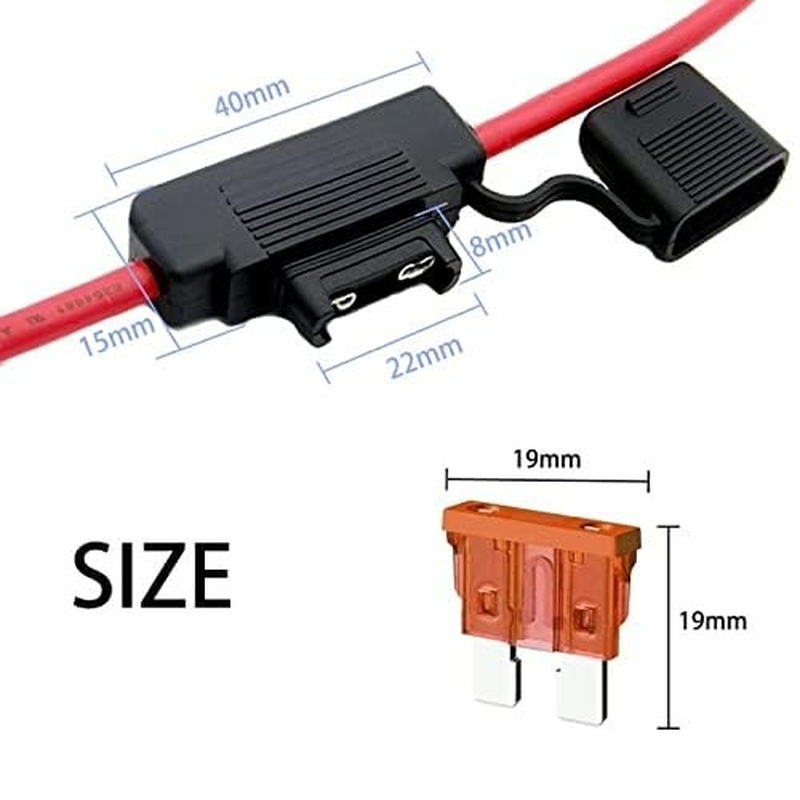 2 Pack Inline Fuse Holder 12V Standard ATC/ATO Blade 12 AWG Leads Waterproof Cap 30 Cm Loop with 25A Fuses and 4 Heat Shrink Butt Connectors (2, 25AMP) image number 2