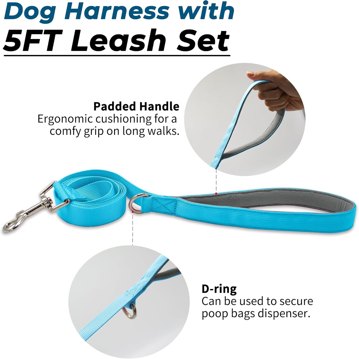 Escape Proof Dog Harness and Leash Set, Lightweight Dog Harness with Lift and Assist Handle, No Pull Reflective Pet Vest for Small Medium Dogs, Ideal for Puppy Walking and Training (Blue, XS) image number 1
