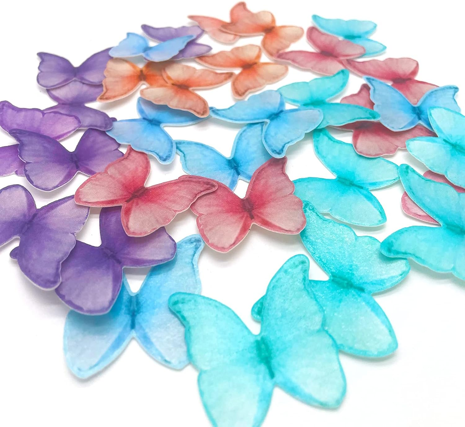 Edible Wafer Paper Butterflies Set of 48 Purple Colorful Cake Decorations, Cupcake Topper Mixed Color image number 2
