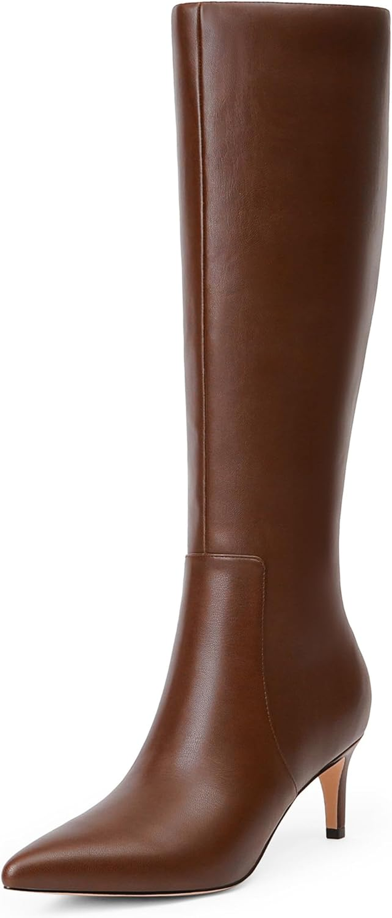 QIY Knee High Boots Women Tall Boots Pointed Toe Kitten Heel Boots for Women Side Zipper Long Fall Boots Women Knee High Boots Size 6-11