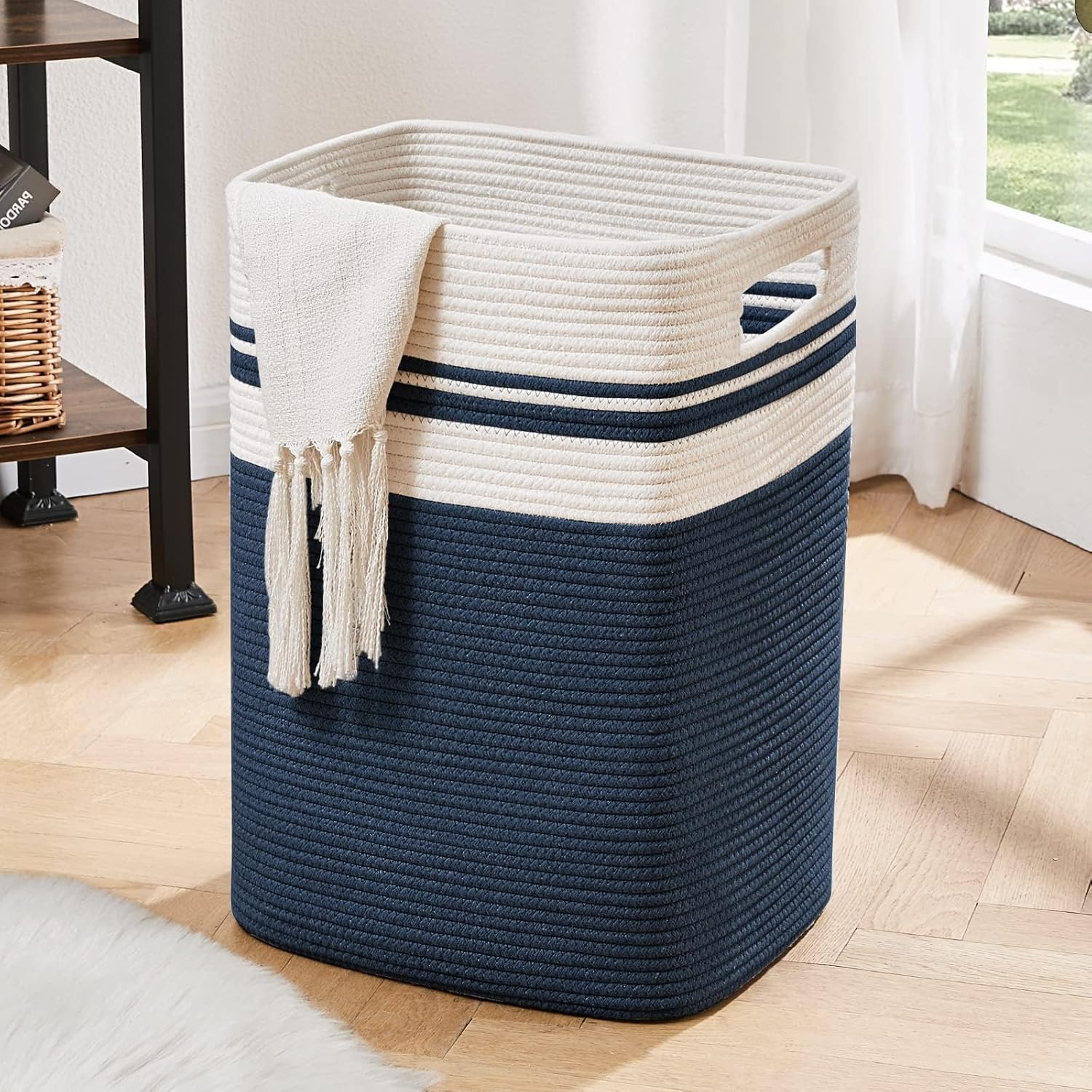 OIAHOMY Laundry Hamper, Large Laundry Basket 91L, Clothes Storage Basket for Blankets-Yellow, Yellow Variegated, FYL-D-P-02