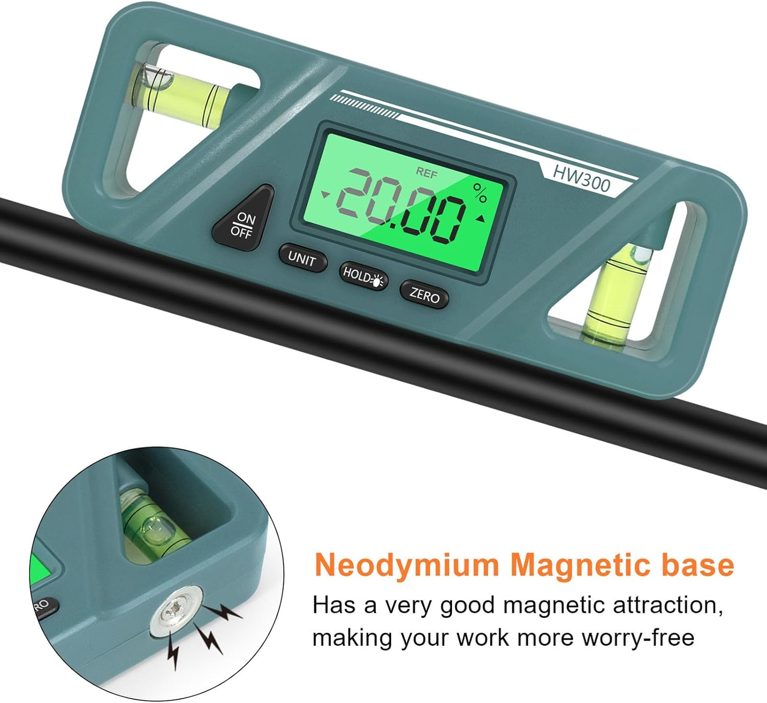Digital Protractor Level Gauge, 4 X 90&deg; Magnetic Inclinometer with ABS Material for Woodworking, Automotive Repairs, Maintenance image number 5