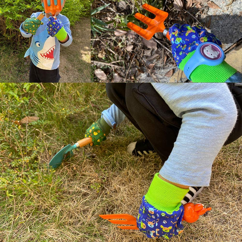 Kids Gardening Tools Set Metal Hand Shovel Mini Garden Tools for Kids, Safe Toy Gardening Tools for Soil Planting Digging Transplanting 4 Pieces image number 4