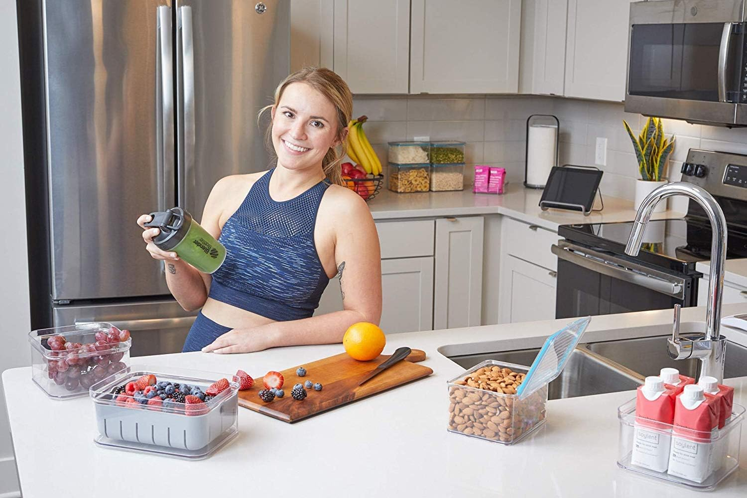 Idesign Crisp Bpa-Free Plastic Produce Storage Bin - 8.32" X 6.32" X 3.76", Clear/Gray - Egg Bin image number 7