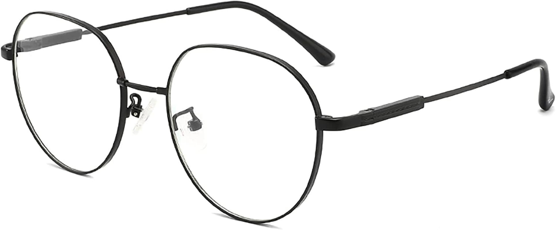 Reading Glasses for Women with Flex Memory Titanium, Blue Light Filter Glasses, Reading Aid, 0~4 Diopters, anti Blue, Cute, Round, High Definition, High Transparency, Black/Purple MT-003-W