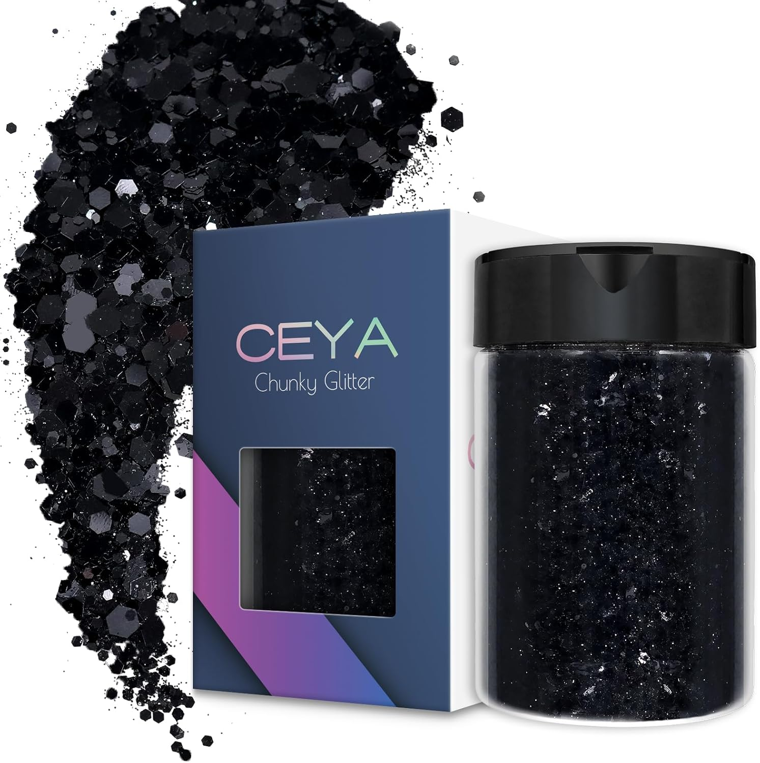 Ceya Chunky Glitter, 4.9Oz/ 140G Iridescent Orange Craft Glitter Powder Mixed Fine Flakes Iridescent Nail Sequins for Nail Art, Hair, Epoxy Resin, Tumblers, Slime, Painting, Festival Decor
