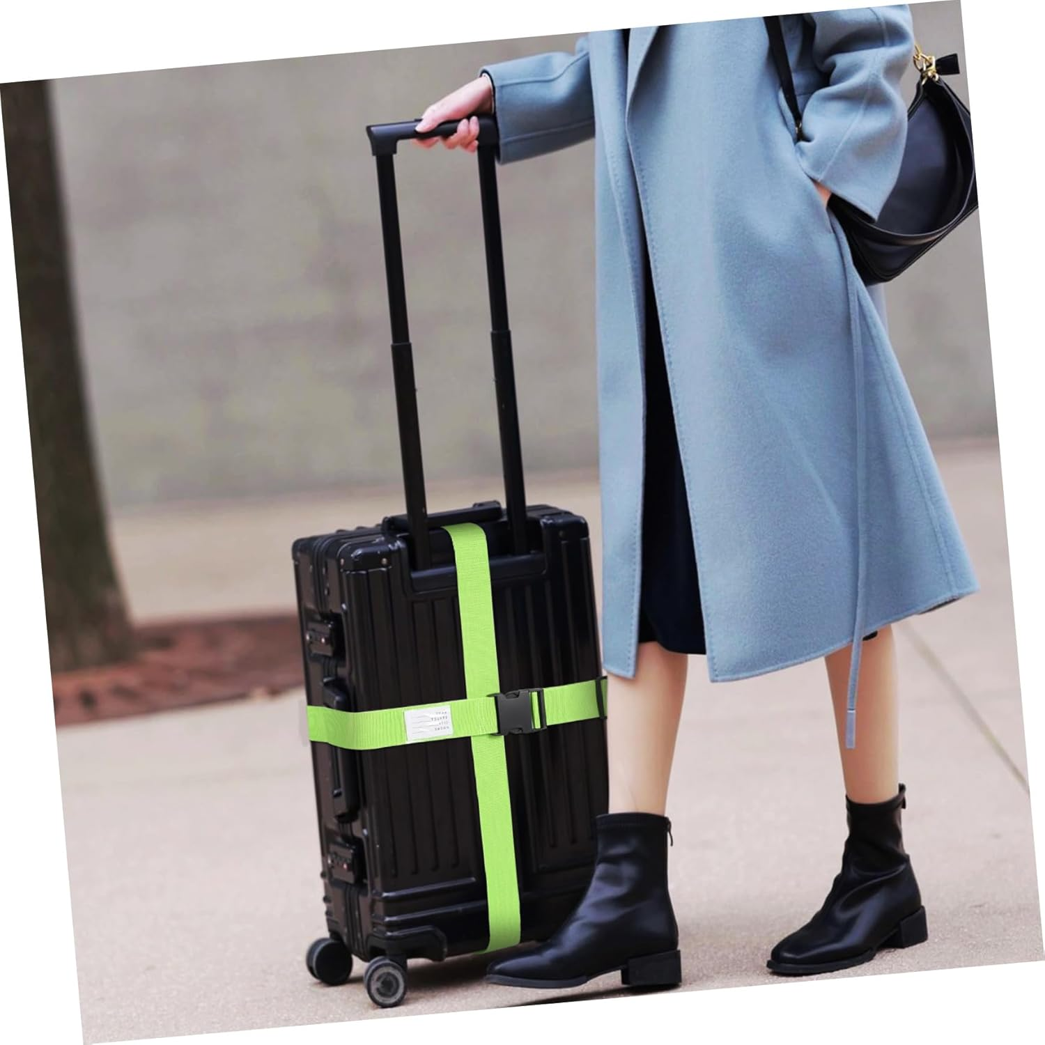 Holibanna 4Pcs Fluorescent Green Adjustable Travel Suitcase Straps Luggage Belts with Polypropylene Fiber for Secure Packing and Enhanced Visibility image number 5