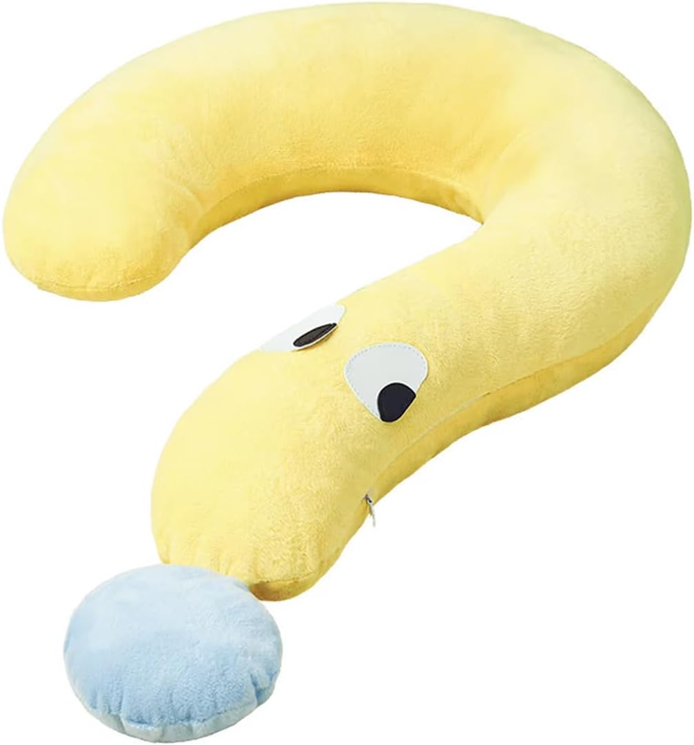 AIMALL Pet Support Pillow, Dog & Cat Comfort Cushion, Blue Question Mark Shape with Yellow Ball, Soft Plush Material with High Elastic PP Cotton, 24.4 X 15.3 Inches
