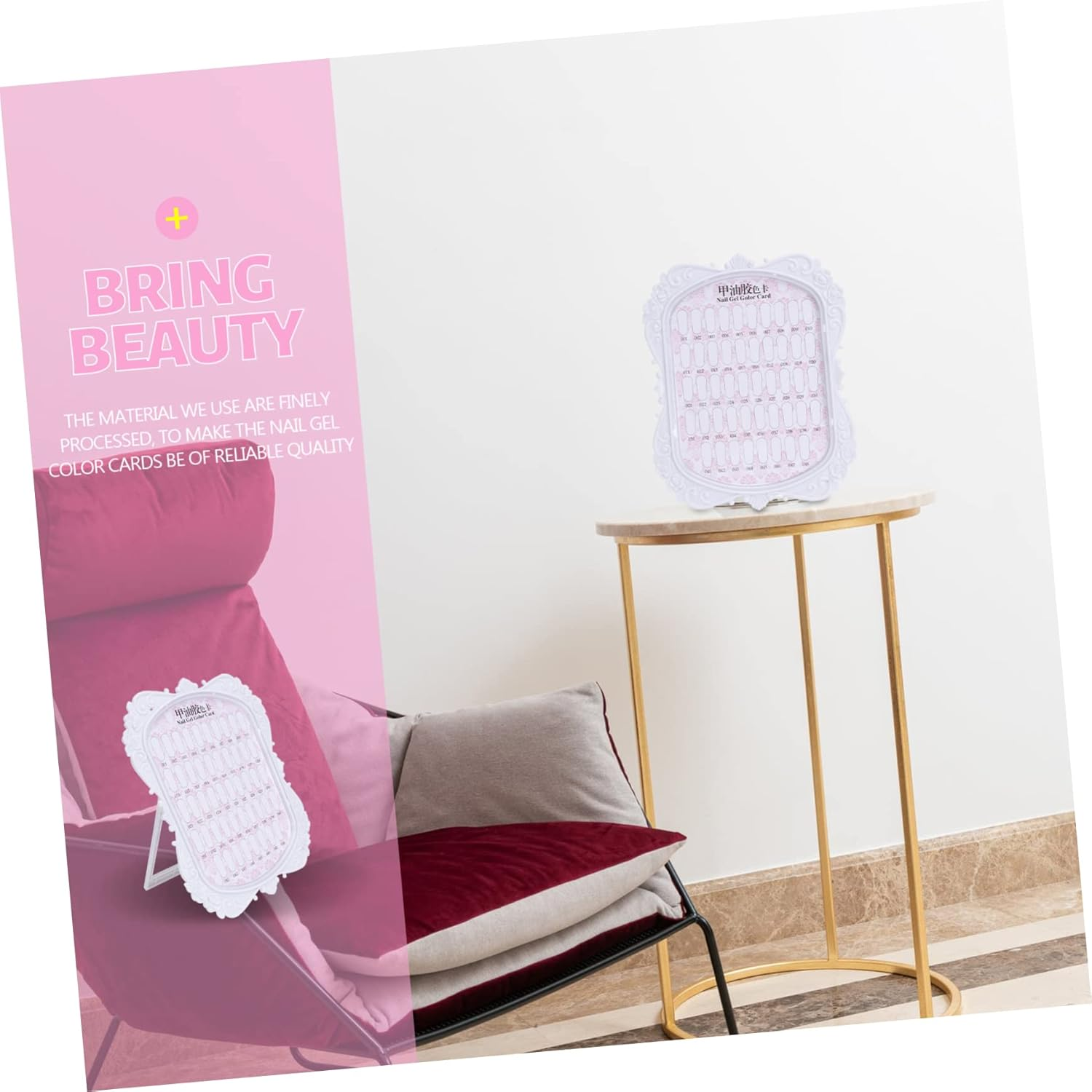 European Manicure Display Boards 3Pcs White Pink Black Relief Nail Art Cards Manicure Display Tools for Nail Salon Practice image number 1