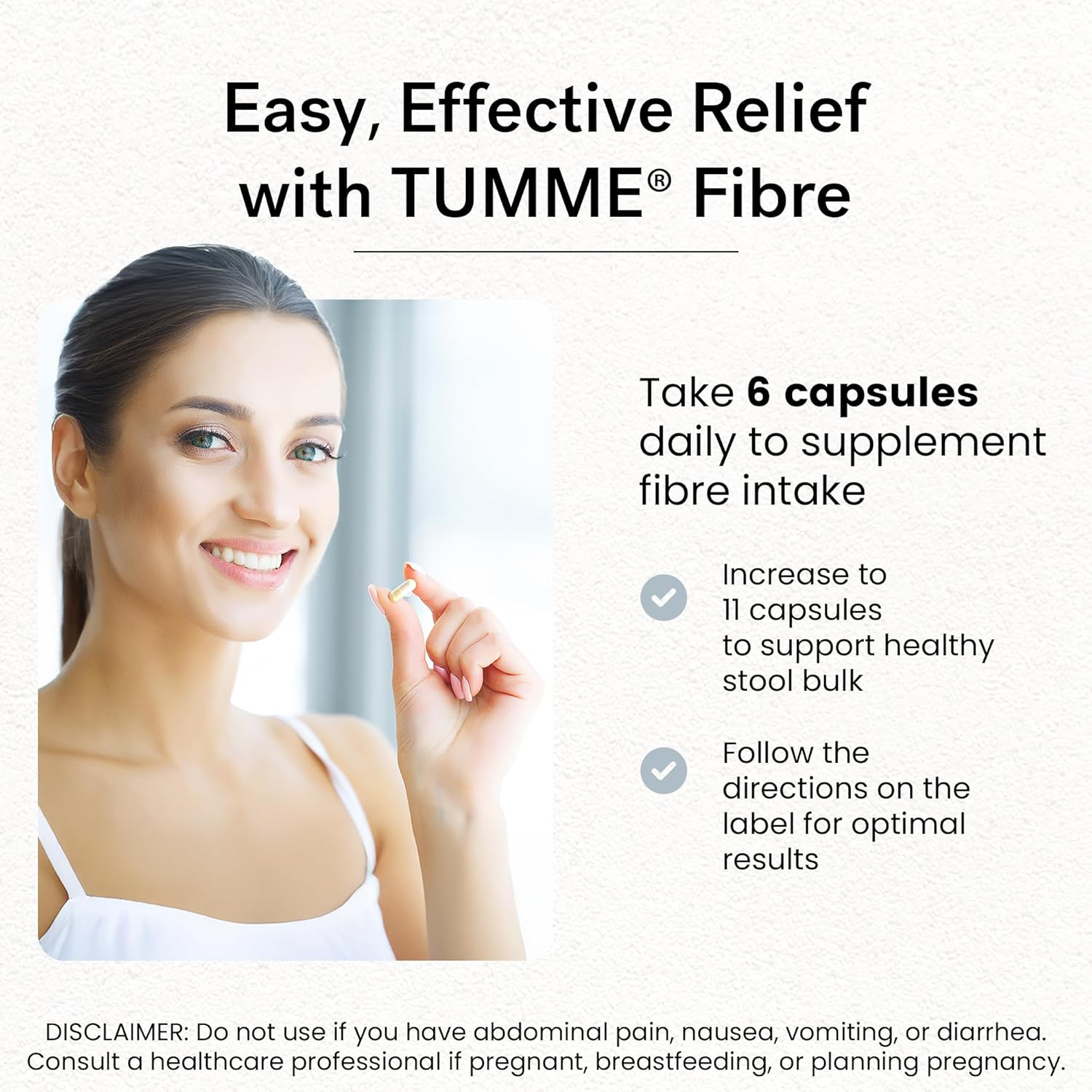TUMME Natural Fibre Supplement with Sterculia - 180 Capsules - Non-Fermentable Fibre for IBS Relief, Constipation, Diarrhoea and Bloating - Plant-Based, Gentle Gut Support - Vegan & Gluten Free image number 4