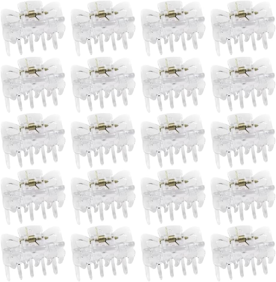 FSSTUD 20 Pcs Small Clear Hair Claw Clips: Non-Slip, Strong Hold, Plastic Hair Clips - Mini Hair Accessories for Women, Females, Party Attendees, Daily Users image number 1