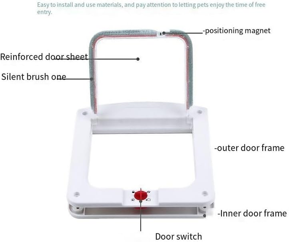 4-Way Lockable Cat Flap,Pet Cat Door Hole Dog Door Hole Can Control Two-Way Door for Free Entry and Exit of Pets. (White, One Size) image number 4