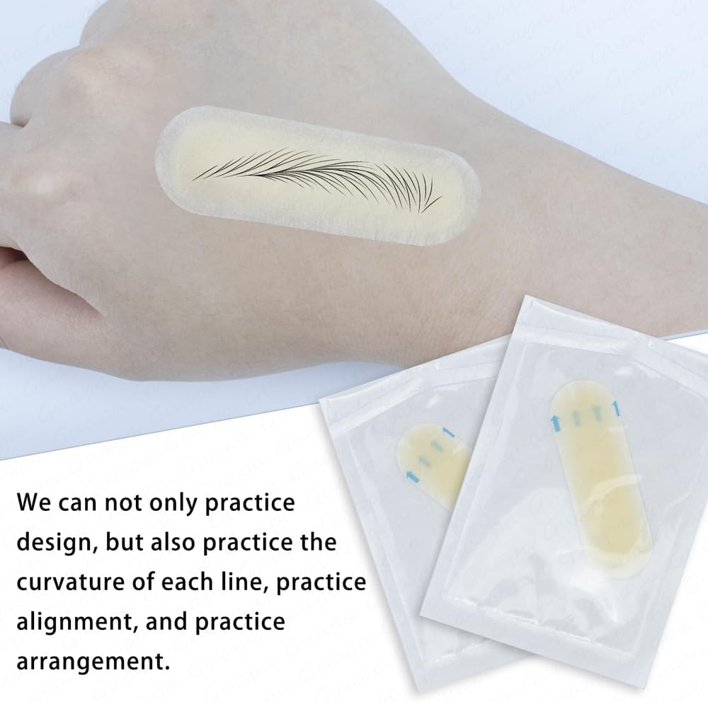 10 Pairs of Eyebrow Transfer Stickers - Realistic Silicone Tattoo Practice Skin with Pre-Drawn Brow Pattern for Microblading & Permanent Makeup Training (Pack of 20 Blank) image number 1