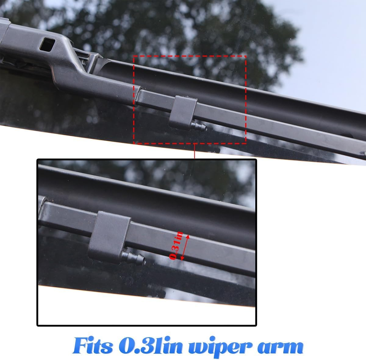 2 PCS Windshield Wiper Arm Nozzle Jet, Windshield Washer Nozzle Kit with 2M Fluid Hose and 4 Pcs Hose Connectors, Wiper Sprayer Replacement Kit 2E1955985 2E1955986 (2*Nozzle+4*Connectors+Hose) image number 2