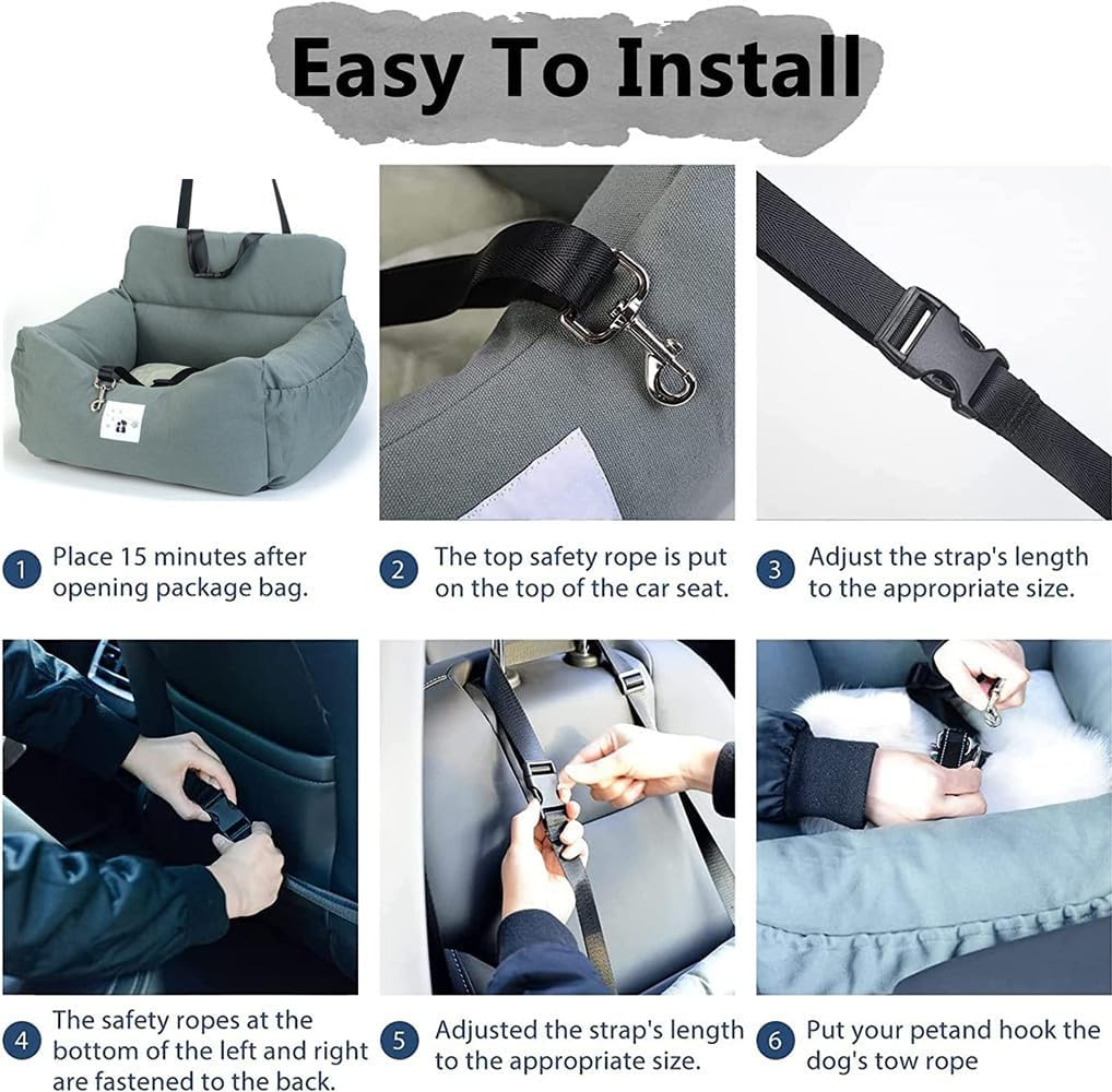 Dog Car Seat for Small Dogs, Detachable and Washable Pet Car Seat, Portable Dog Booster Seat,Dog Car Travel Carrier Bed with Storage Pockets and Clip-On Leash, Perfect for Pets up to 25Lbs image number 3