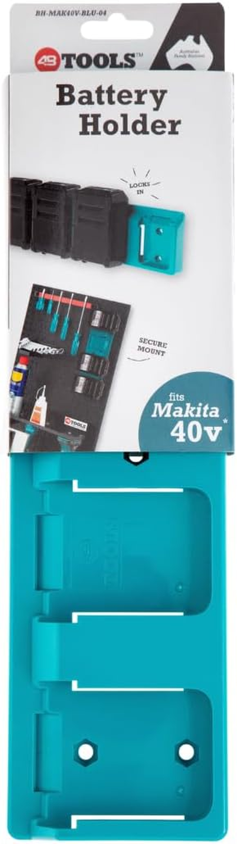 Makita 40V XGT Battery Holder by 48 Tools &ndash; Durable Wall Mount Storage, Secure Clip, Holds 4 Batteries, Ideal for Workshop & DIY Tool Organization image number 2