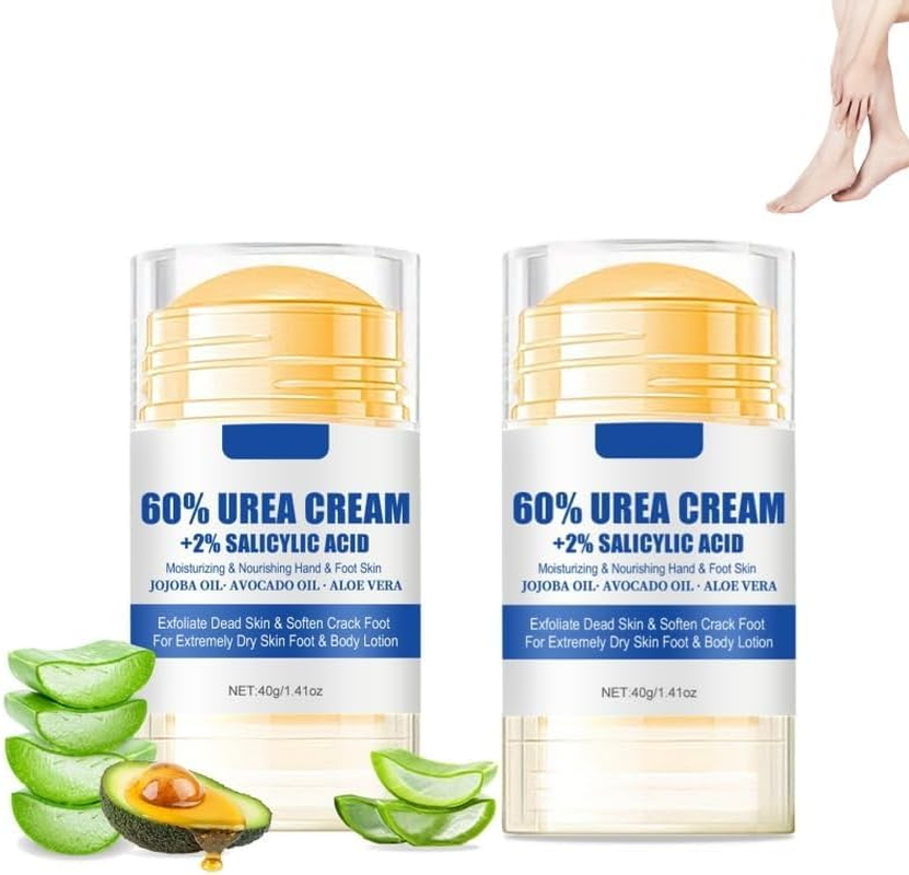 Urea Cream 60% plus 2% Salicylic Acid,Heel Stick for Cracked Feet,Moisturizer for Feet & Hands.Feet Lotion for Dry and Cracked Skin (1PCS)