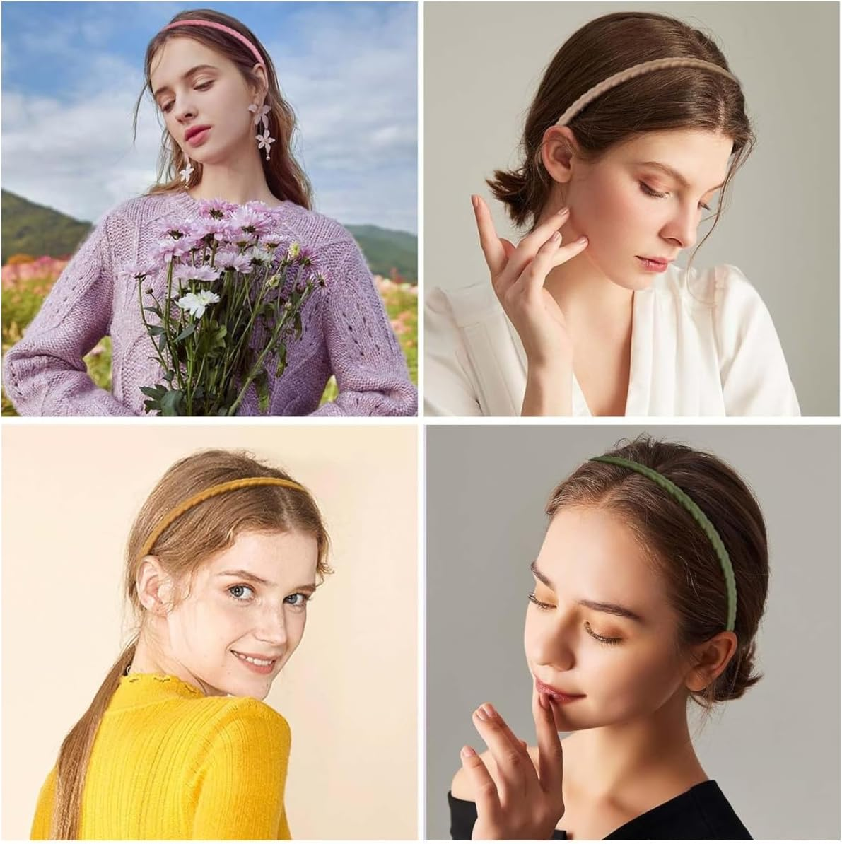 Headbands for Girls and Women, Pack of 5 Thin Hair Bands, Colourful Hair Bands, Plastic Headbands, Hair Bands, Girls Set, Thin Headbands, DIY Headband with Teeth, Hairstyle Headband image number 3