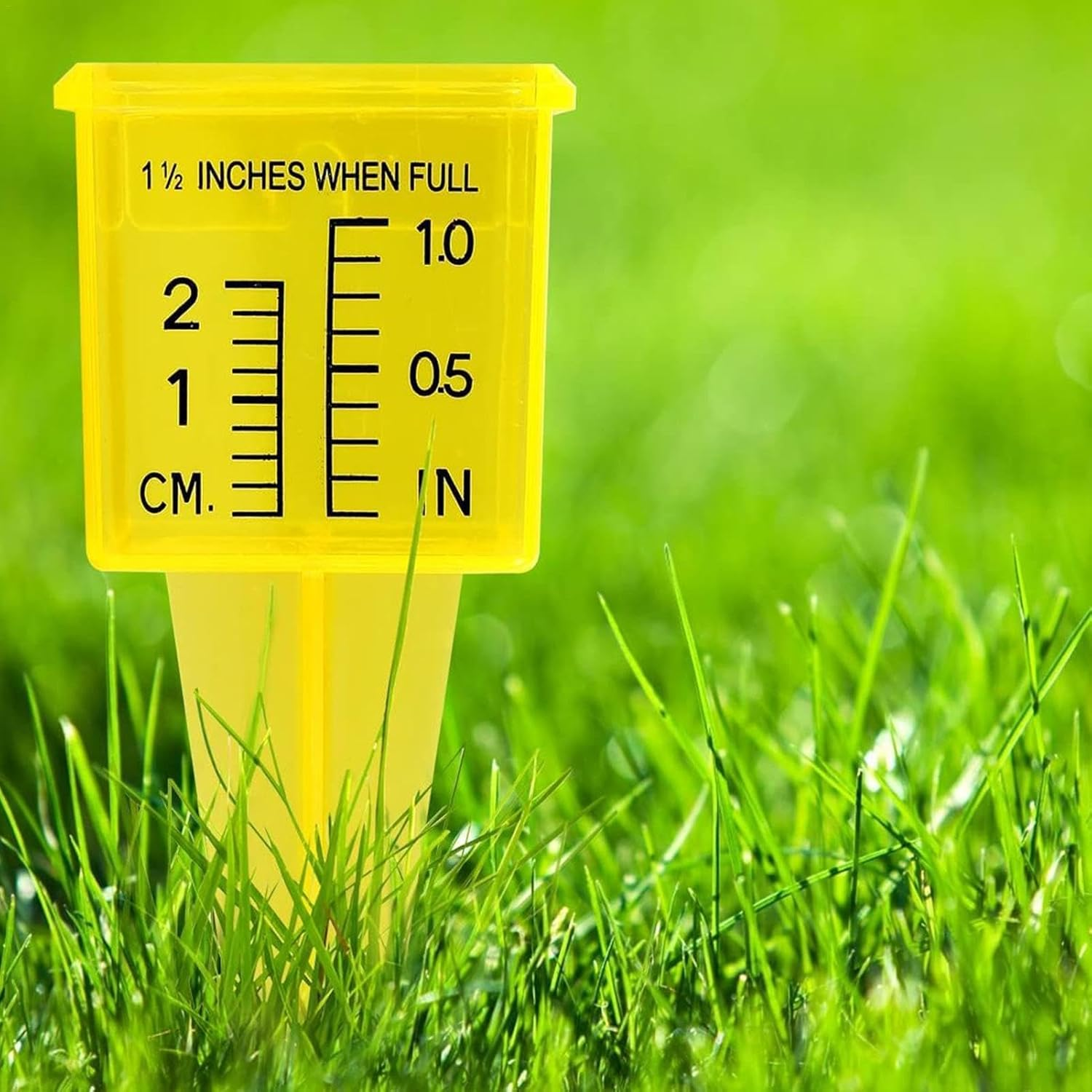Lawn Water Gauge | Translucent Portable Sprinkler Gauge - Wide Mouth Square Sprinkler Catch Cups, Reusable Rain Meter with Stake for Outdoor Water Measuring image number 1