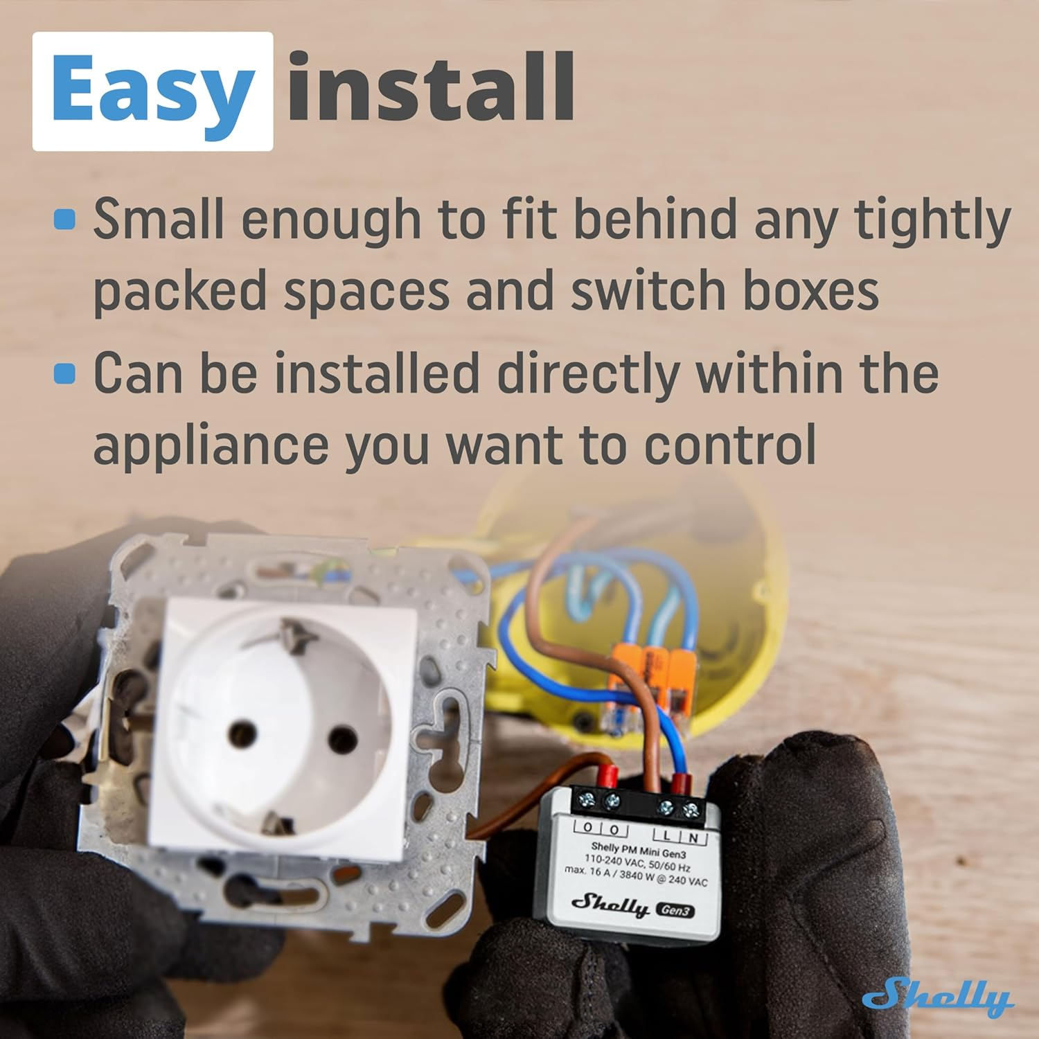 Shelly PM Mini Gen3, Intelligent Wi-Fi and Bluetooth Power Meter, 1 Channel 16 A, Power Measurement Device, Compatible with Alexa and Google Home, Ios-Android App, No Hub Required (2-Pack) image number 1