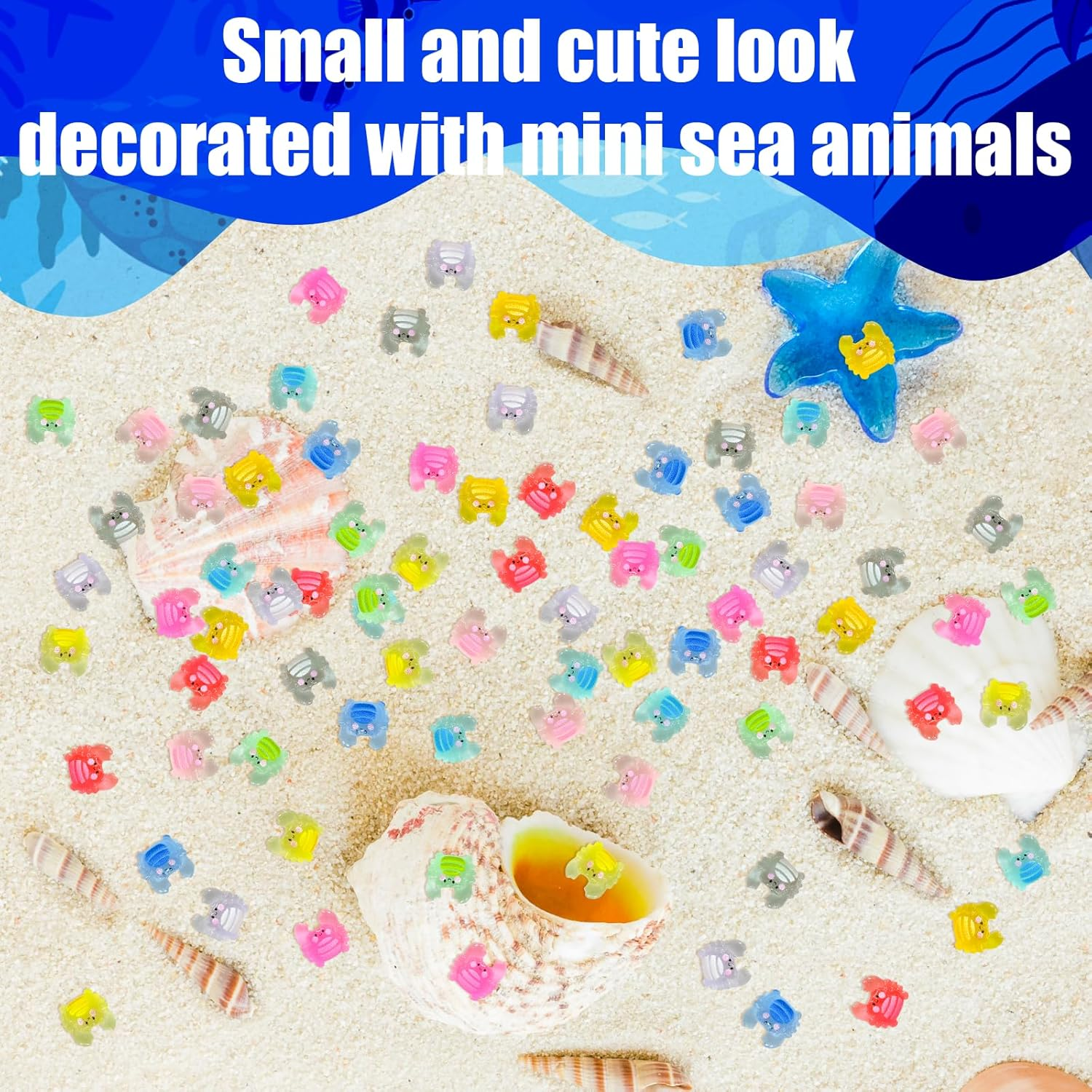 Mini Resin Crab, 200 PCS Luminous Tiny Resin Animals for Garden Micro Landscape Aquarium Potted Dollhouse Decor (10 Colors Mixed) image number 3