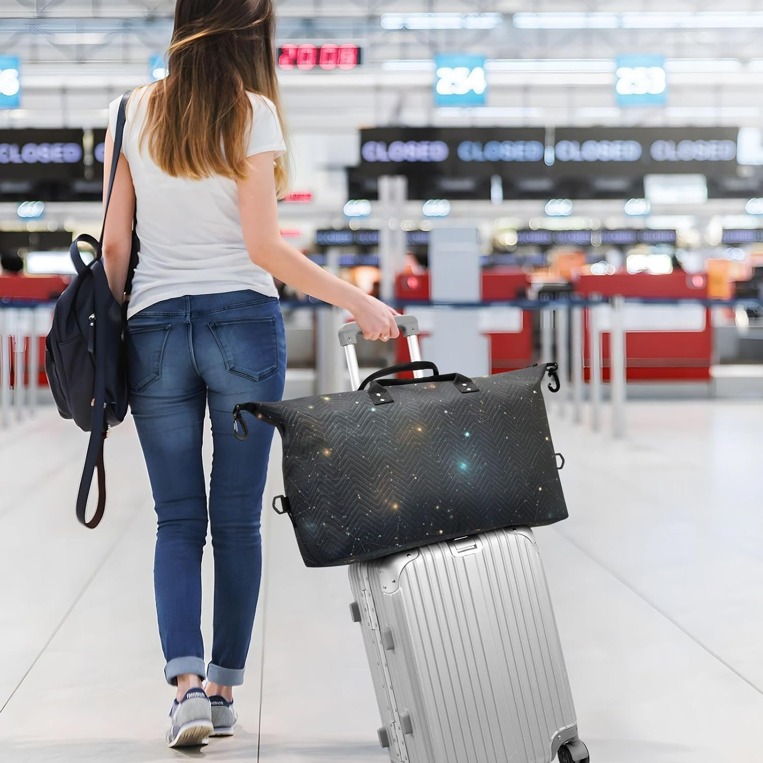 XYMZR Large Travel Duffel Bag, Nebula Galaxy Space Sports Tote Gym Bag, Shoulder Weekender Overnight Bag for Women Men, Carry on Luggage with Toiletry Bags, Multi-Colored, Multi-Colored image number 1