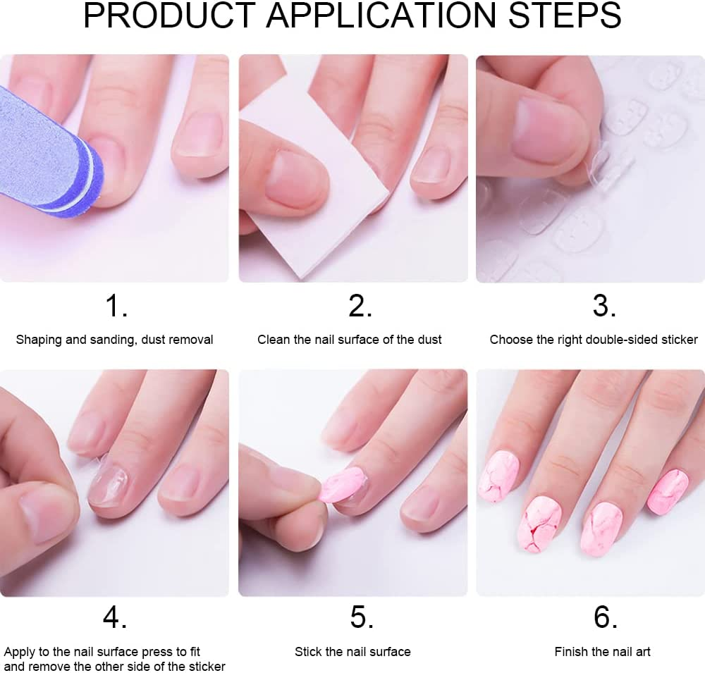 40 Sheets 960 Pieces Large Size Transparent Nail Adhesive Tabs, Breathable Double Sided Glue Nail Sticker, Acrylic False Nail Jelly Adhesive for Manicure Supplies, Yellow