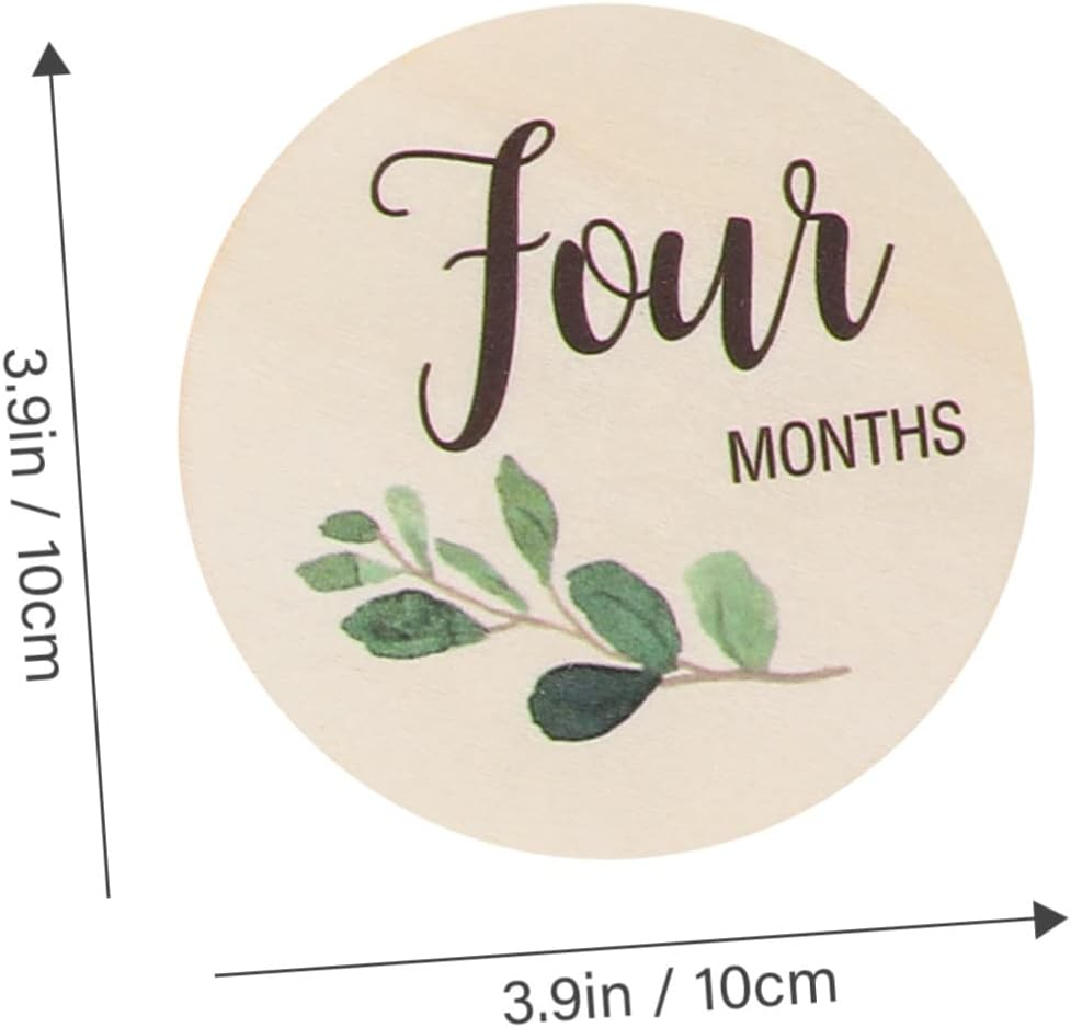 SUPVOX 10Pcs Wooden Milestone Cards Unisex round Milestone Discs for Newborn Photography for Capturing First Year Memories And image number 6